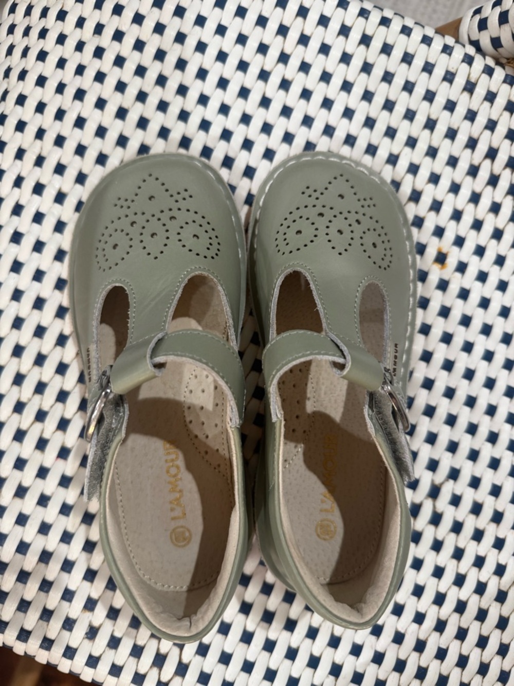 L'Amour Kids Sage Green Mary Jane with Buckle